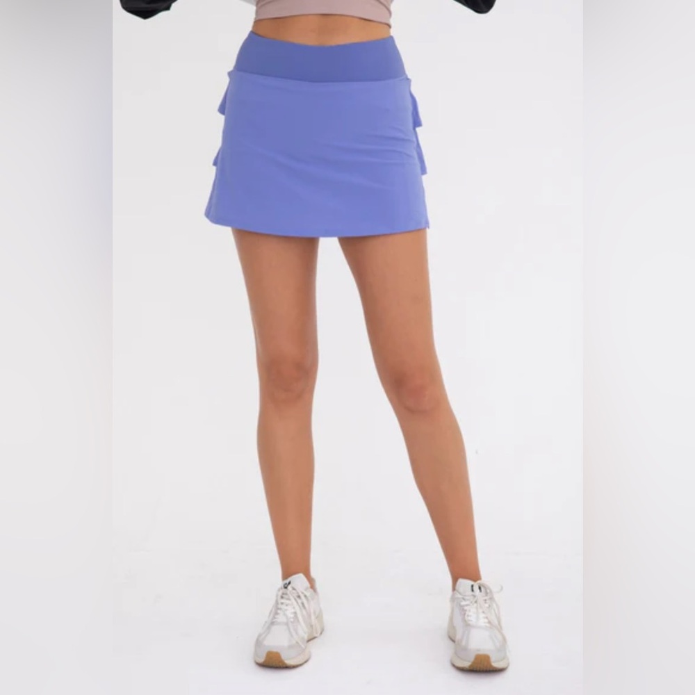 Mono B Micro - Perforated Ruffled Back Skort. - Picture 2 of 9